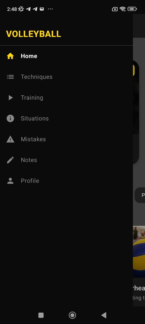 Techniques list screen